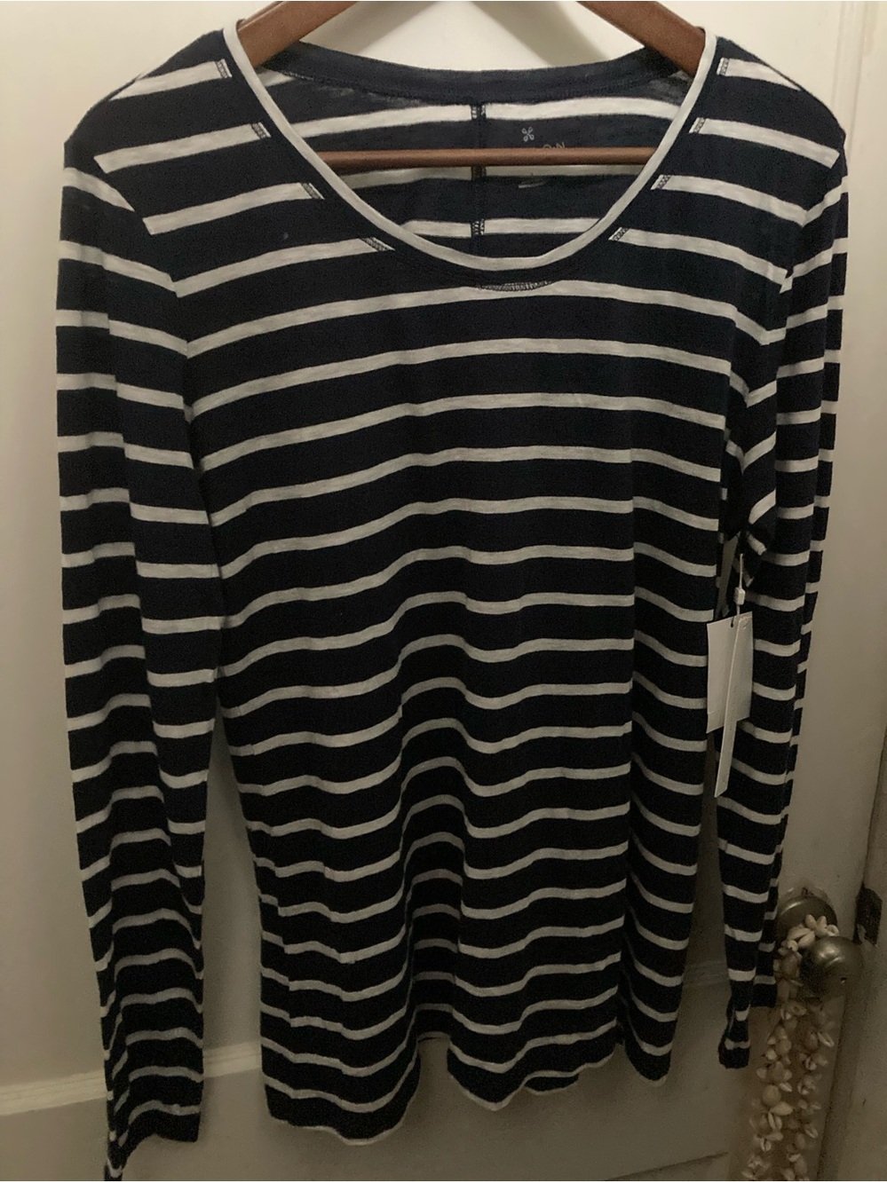 Caslon NWT large Navy and White Striped Tee